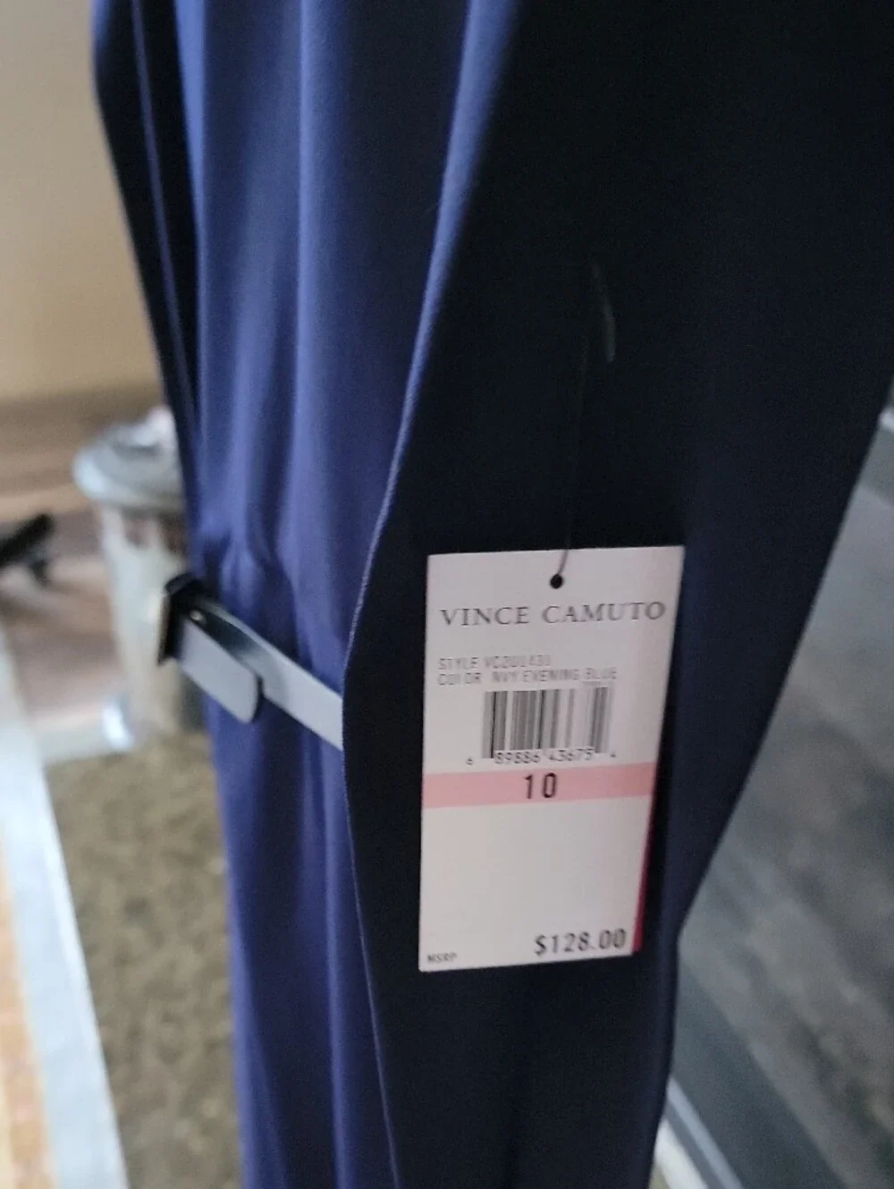 Vince Camuto Navy Blue Belted Sheath Dress 10